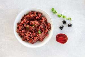 Ravioli stuffing: red beet-olive