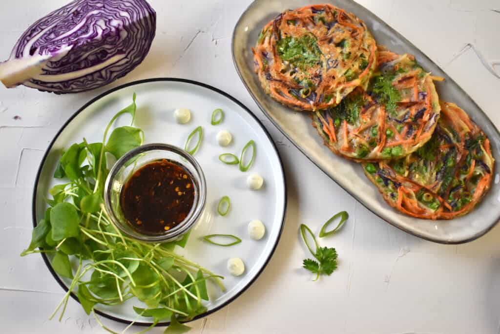 Vegan Korean pancake with vegetables